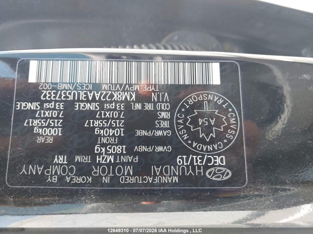 Продаж на аукціоні авто 2020 Hyundai Kona Preferred, vin: KM8K22AA3LU537332, номер лоту: 12649310