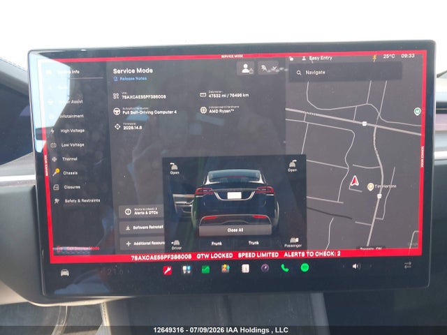 7SAXCAE55PF386008 Tesla Model X Awd/standard Range