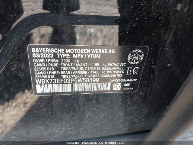BMW X1 2023 WBX73EF03P5W58499 Image 9