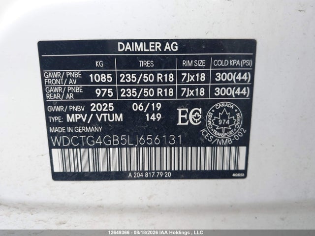 WDCTG4GB5LJ656131 Mercedes-Benz Gla 250 4matic