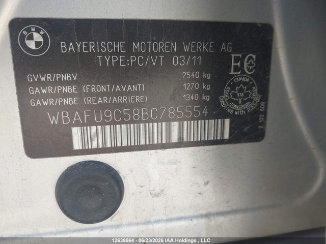 2011 Bmw 550i Xdrive მანქანა იყიდება აუქციონზე, vin: WBAFU9C58BC785554, აუქციონის ნომერი: 12639564