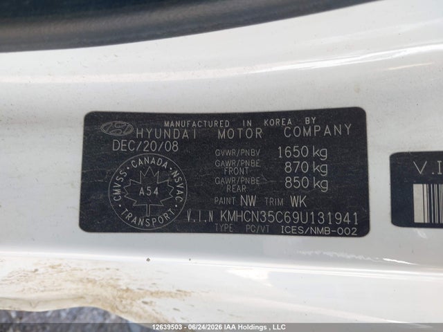 Продаж на аукціоні авто 2009 Hyundai Accent Gl/gl Sport/l, vin: KMHCN35C69U131941, номер лоту: 12639503