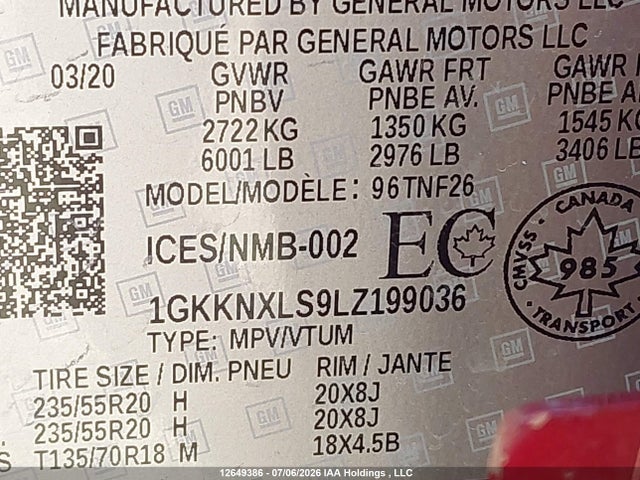 GMC Acadia Denali 2020 1GKKNXLS9LZ199036 Image 9