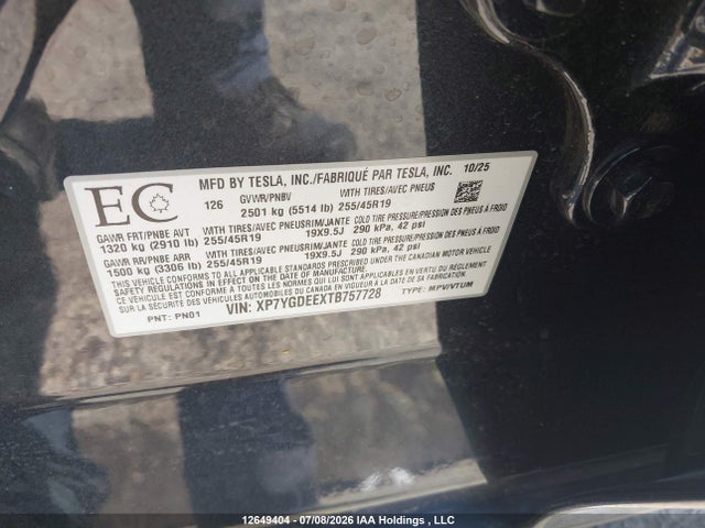 XP7YGDEEXTB757728 Tesla Model Y Long Range Launch Series/premium All-wheel Drive