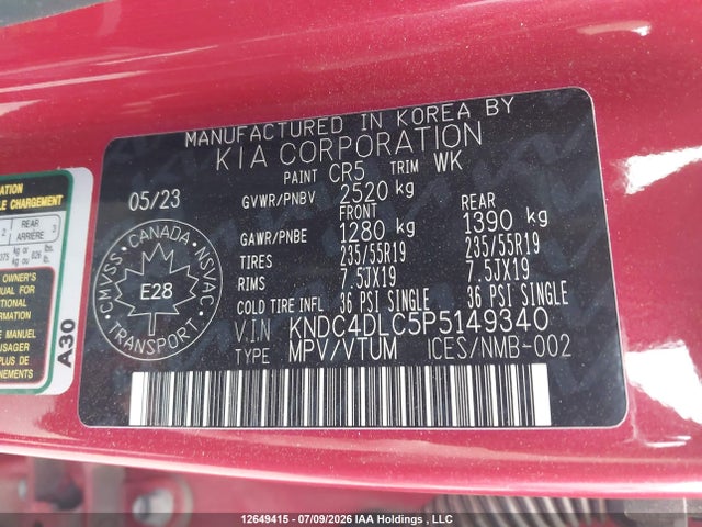 Продаж на аукціоні авто 2023 Kia Ev6 Long Range W/gt-line Pkg 1/long Range W/gt-line Pkg 2, vin: KNDC4DLC5P5149340, номер лоту: 12649415