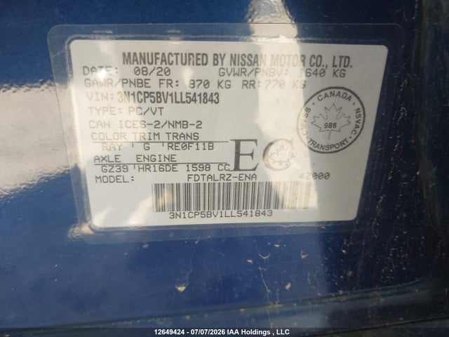 Nissan Kicks 2020 3N1CP5BV1LL541843 Image 9