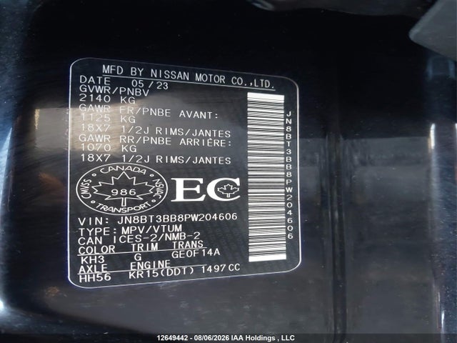 Продаж на аукціоні авто 2023 Nissan Rogue Sv Midnight Edition/sv Moonroof, vin: JN8BT3BB8PW204606, номер лоту: 12649442