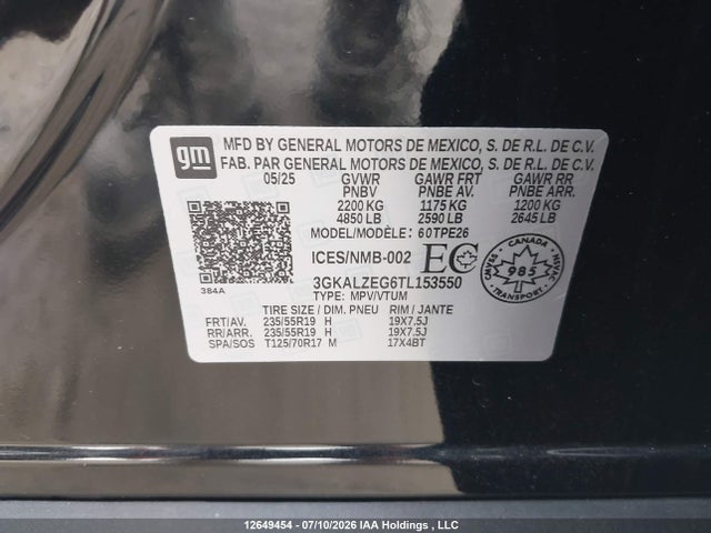 12649454 :رقم المزاد ، 3GKALZEG6TL153550 vin ، 2026 Gmc Terrain Denali مزاد بيع