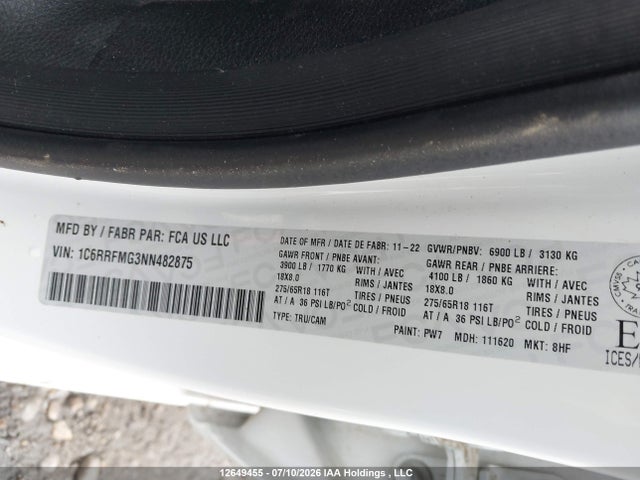 RAM 1500 Big Horn/lone Star 2022 1C6RRFMG3NN482875 Image 18