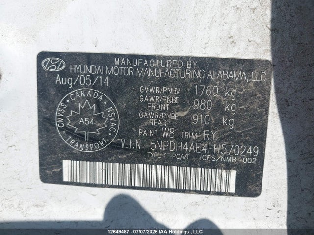 Hyundai ELANTRA GL 2015 5NPDH4AE4FH570249 Image 9