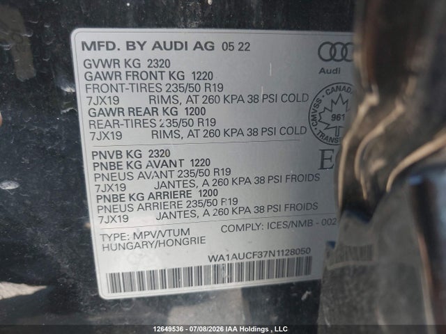 Audi Q3 Premium 40 2022 WA1AUCF37N1128050 Image 9