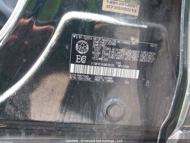 Продажа на аукционе авто 2013 Toyota Rav4 Xle, vin: 2T3WFREV4DW028595, номер лота: 12649546