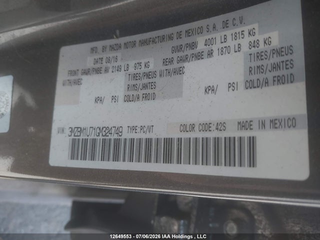 Mazda Mazda3 G/gx 2016 3MZBM1U71GM324749 Image 9