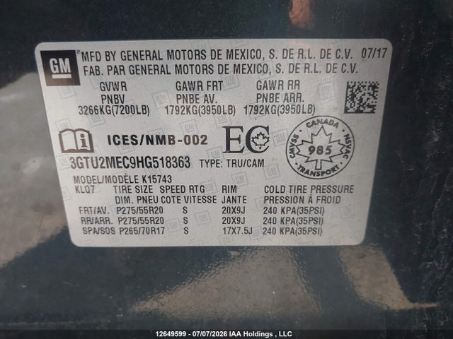 GMC Sierra 1500 Sle 2017 3GTU2MEC9HG518363 Image 19