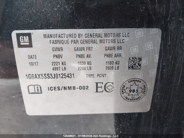 Cadillac CTS LUXURY 2018 1G6AX5SS3J0125431 Image 9