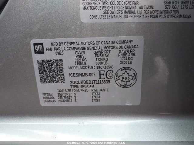 2GCUKDED1T1118839 Chevrolet Silverado K1500 Lt