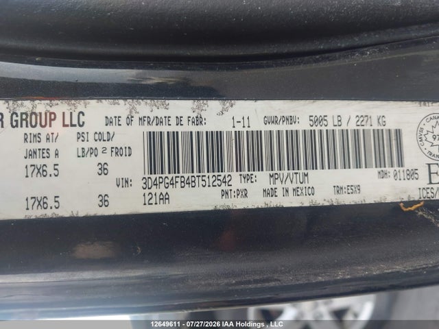 Продажа на аукционе авто 2011 Dodge Journey, vin: 3D4PG4FB4BT512542, номер лота: 12649611