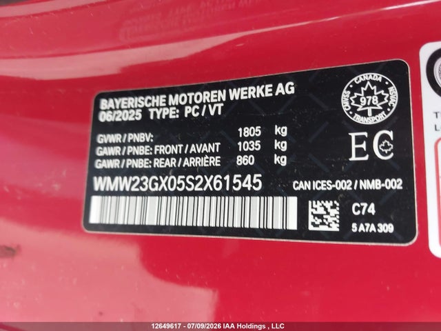 Aukcja sprzedaży 2025 Mini Convertible Cooper S, vin: WMW23GX05S2X61545, numer aukcji: 12649617