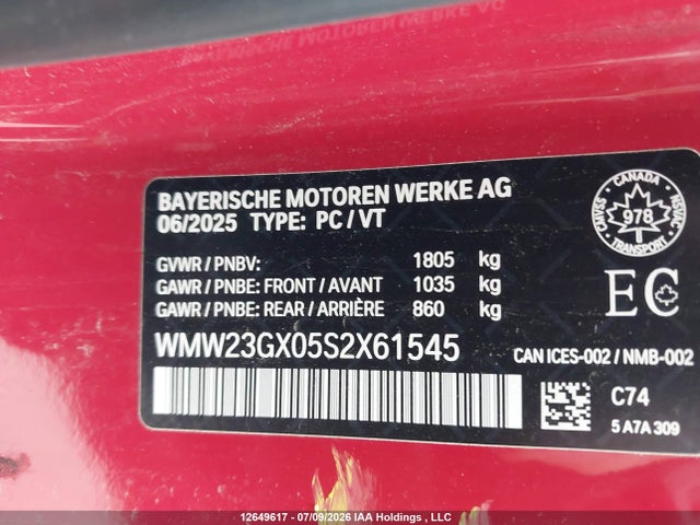 Aukcja sprzedaży 2025 Mini Convertible Cooper S, vin: WMW23GX05S2X61545, numer aukcji: 12649617