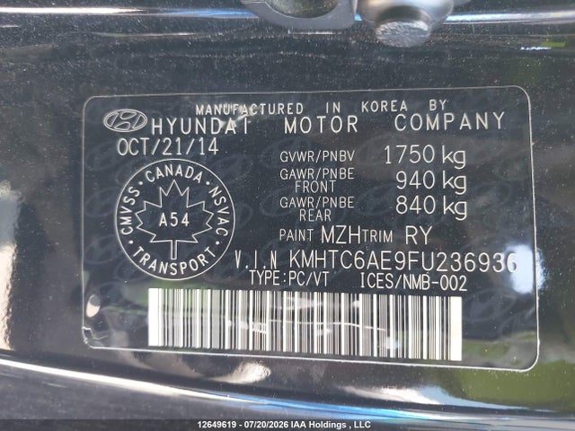 Hyundai Veloster Turbo 2015 KMHTC6AE9FU236936 Image 9