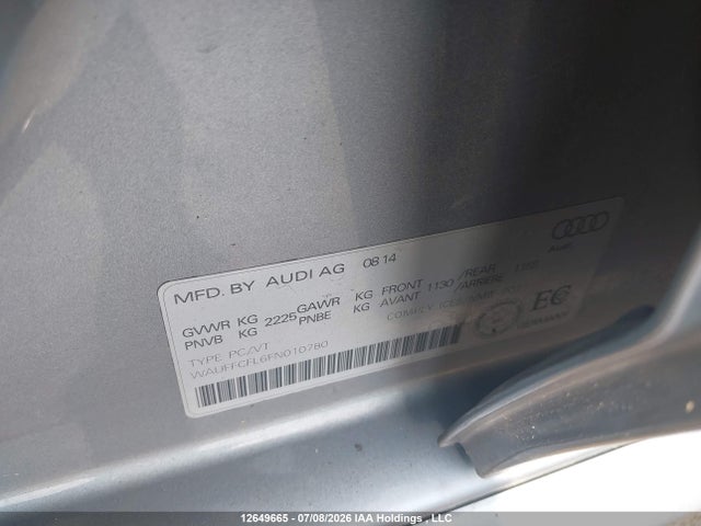Продаж на аукціоні авто 2015 Audi A4 Premium Plus, vin: WAUFFCFL6FN010780, номер лоту: 12649665