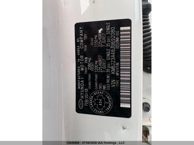 Aukcja sprzedaży 2018 Hyundai Tucson Se, vin: KM8J23A48JU692080, numer aukcji: 12649686