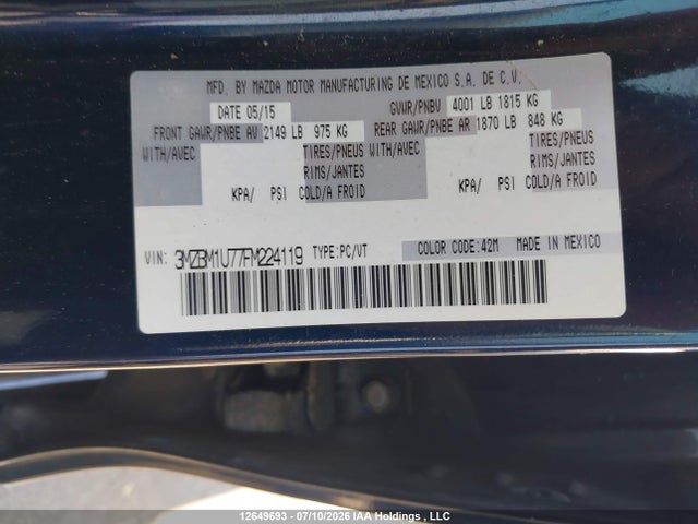 Mazda 3 SPORT 2015 3MZBM1U77FM224119 Image 9