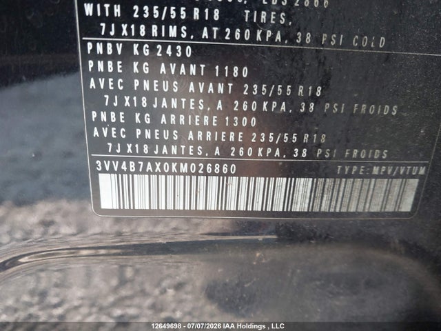 3VV4B7AX0KM026860 Volkswagen Tiguan Highline