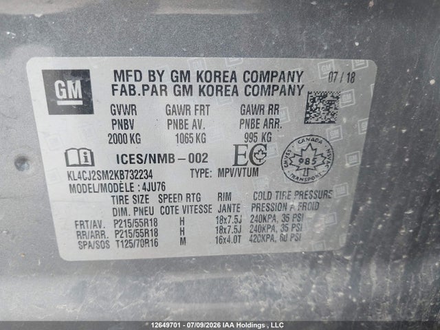 Buick Encore Sport Touring 2019 KL4CJ2SM2KB732234 Image 19