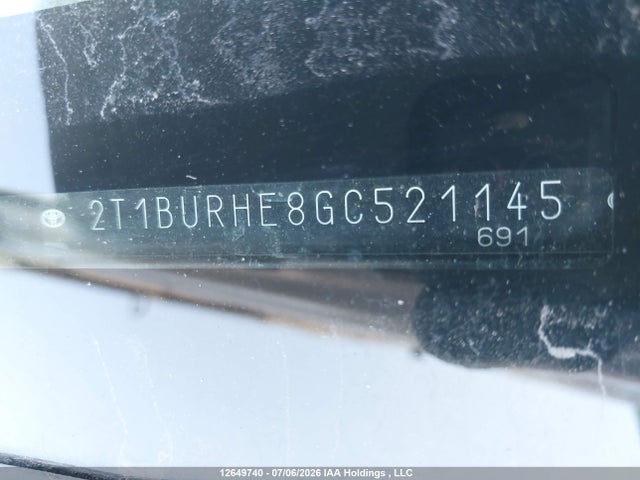 Продаж на аукціоні авто 2016 Toyota Corolla L/le/le Pls/prm/s/s Pls, vin: 2T1BURHE8GC521145, номер лоту: 12649740