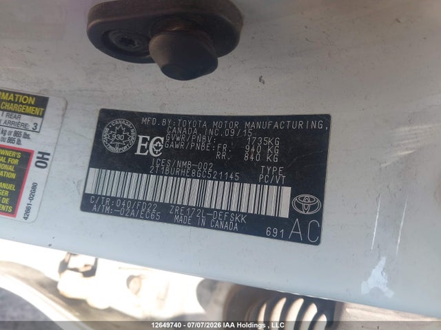 Продаж на аукціоні авто 2016 Toyota Corolla L/le/le Pls/prm/s/s Pls, vin: 2T1BURHE8GC521145, номер лоту: 12649740