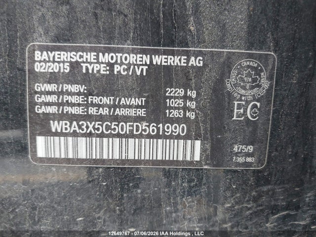 Aukcja sprzedaży 2015 Bmw 328i Gran Turismo Xdrive, vin: WBA3X5C50FD561990, numer aukcji: 12649767