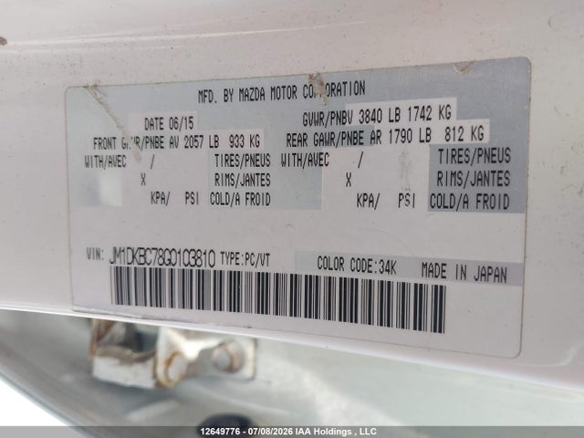 Продаж на аукціоні авто 2016 Mazda Cx-3, vin: JM1DKBC78G0103810, номер лоту: 12649776