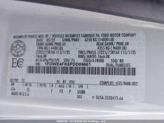 Ford Econoline E450 Super Duty Cutaway Van 2023 1FDWE4FK6PDD09661 Image 9
