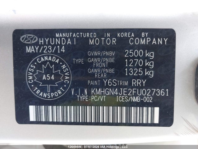Продаж на аукціоні авто 2015 Hyundai Genesis 3.8l, vin: KMHGN4JE2FU027361, номер лоту: 12649806