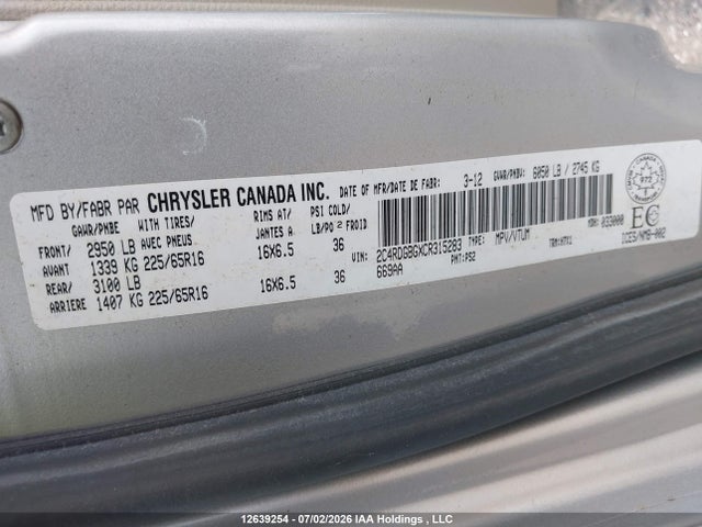 Aukcja sprzedaży 2012 Dodge Grand Caravan Se/sxt, vin: 2C4RDGBGXCR315283, numer aukcji: 12639254