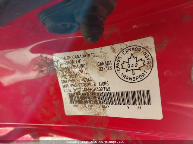 Honda Civic Lx 2018 2HGFC4A56JH400789 Image 9