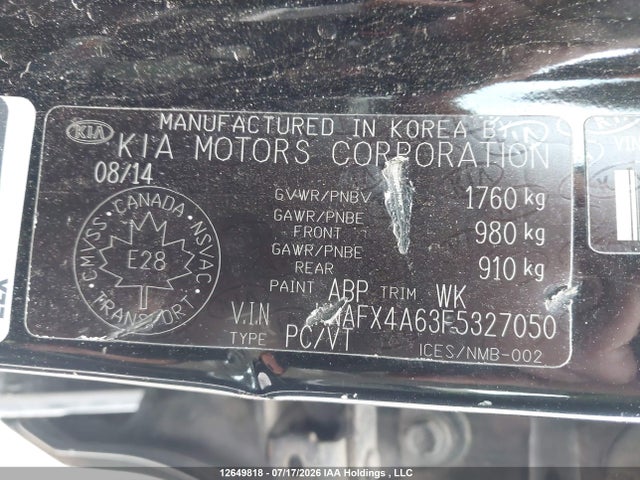 Aukcja sprzedaży 2015 Kia Forte 1.8l Lx/1.8l Lx+/lx+ Winter Edition, vin: KNAFX4A63F5327050, numer aukcji: 12649818