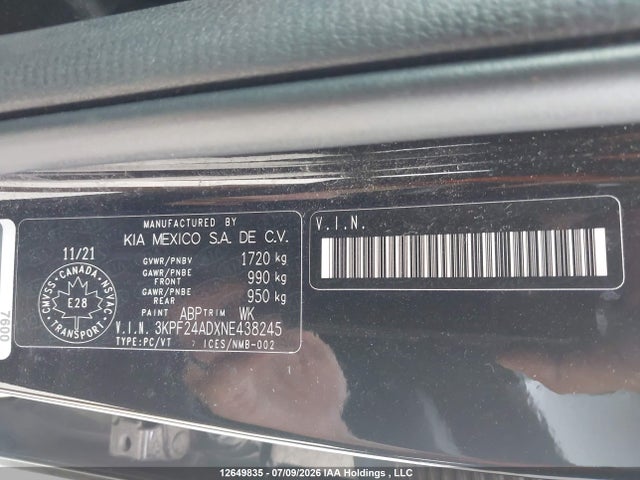 KIA FORTE LX 2022 3KPF24ADXNE438245 Image 9