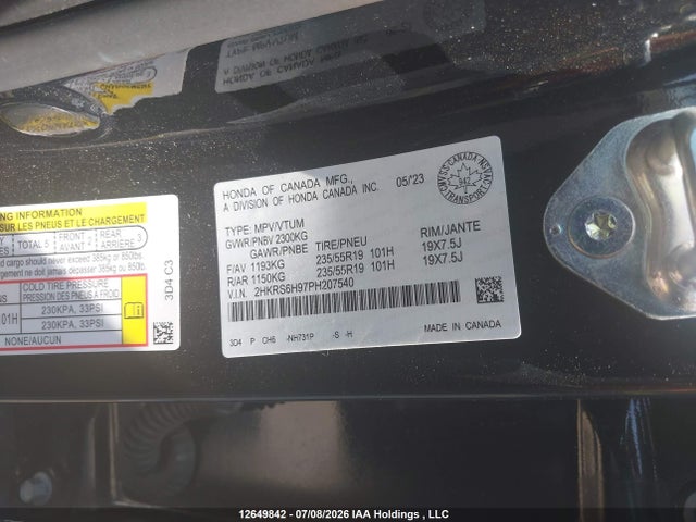 2HKRS6H97PH207540 Honda Cr-v Touring Hybrid