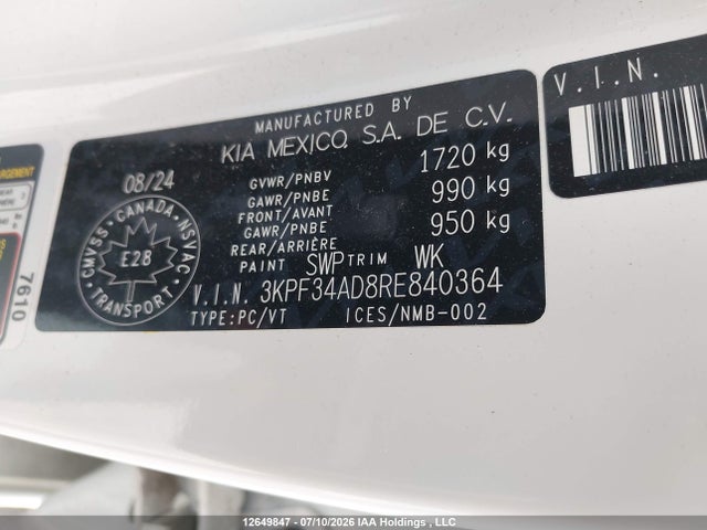 Продаж на аукціоні авто 2024 Kia Forte, vin: 3KPF34AD8RE840364, номер лоту: 12649847