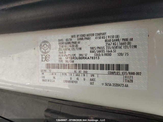 Ford Transit T-250 2024 1FTBR3U80RKA78313 Image 9