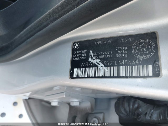 Auction sale of the 2001 Bmw X5 Series 3.0i, vin: WBAFA53591LM86347, lot number: 12649898