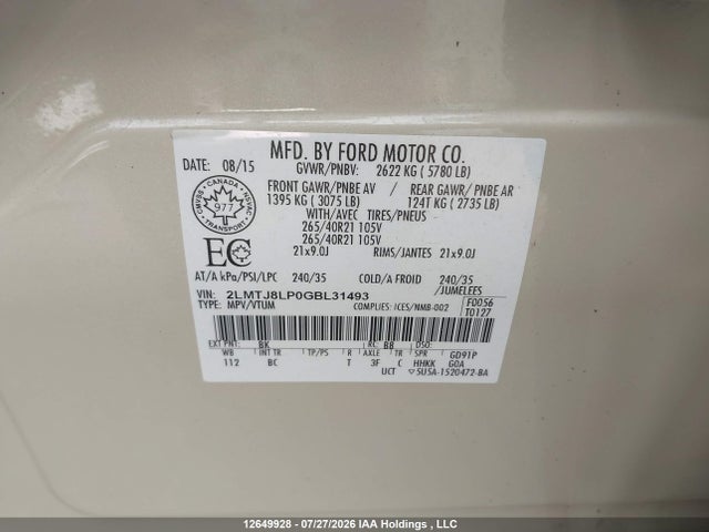 2LMTJ8LP0GBL31493 Lincoln Mkx Reserve