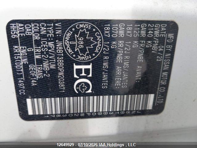 Auction sale of the 2023 Nissan Rogue Sv Midnight Edition/sv Moonroof, vin: JN8BT3BB0PW203871, lot number: 12649929