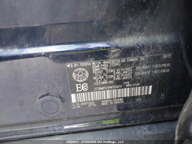 2T3RWRFV5PW176870 Toyota Rav4 Hybrid Xle
