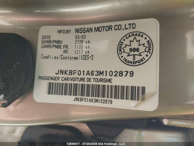 Продажа на аукционе авто 2003 Infiniti Q45, vin: JNKBF01A63M102879, номер лота: 12650017