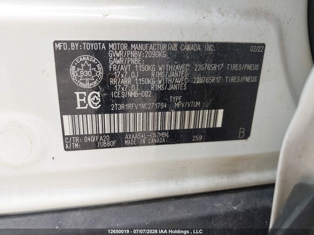 2T3R1RFV1NC271794 Toyota Rav4 Xle/xle Premium