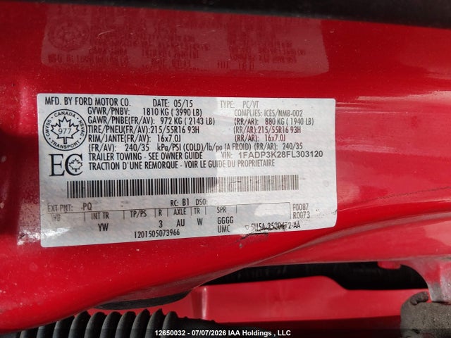 Продажа на аукционе авто 2015 Ford Focus, vin: 1FADP3K28FL303120, номер лота: 12650032