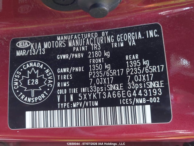 KIA Sorento Lx/se 2014 5XYKT3A66EG443193 Image 20
